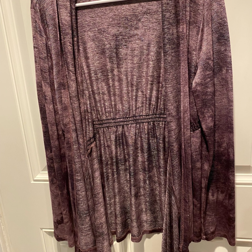 Purple Cardigan with Relaxed Fit and Cinched Waist